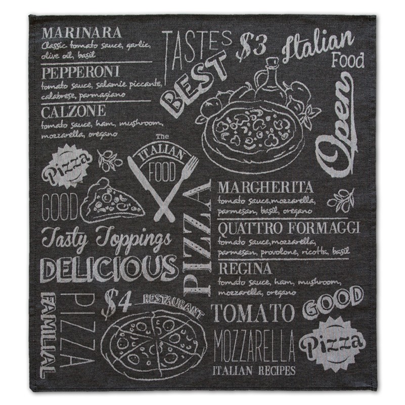 Theedoek Italian food | Black | 60 x 65 cm
