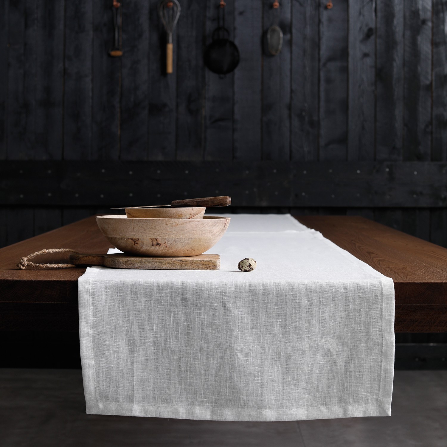 Tafelloper Cabin | Linnen | White | 50 x 140 cm