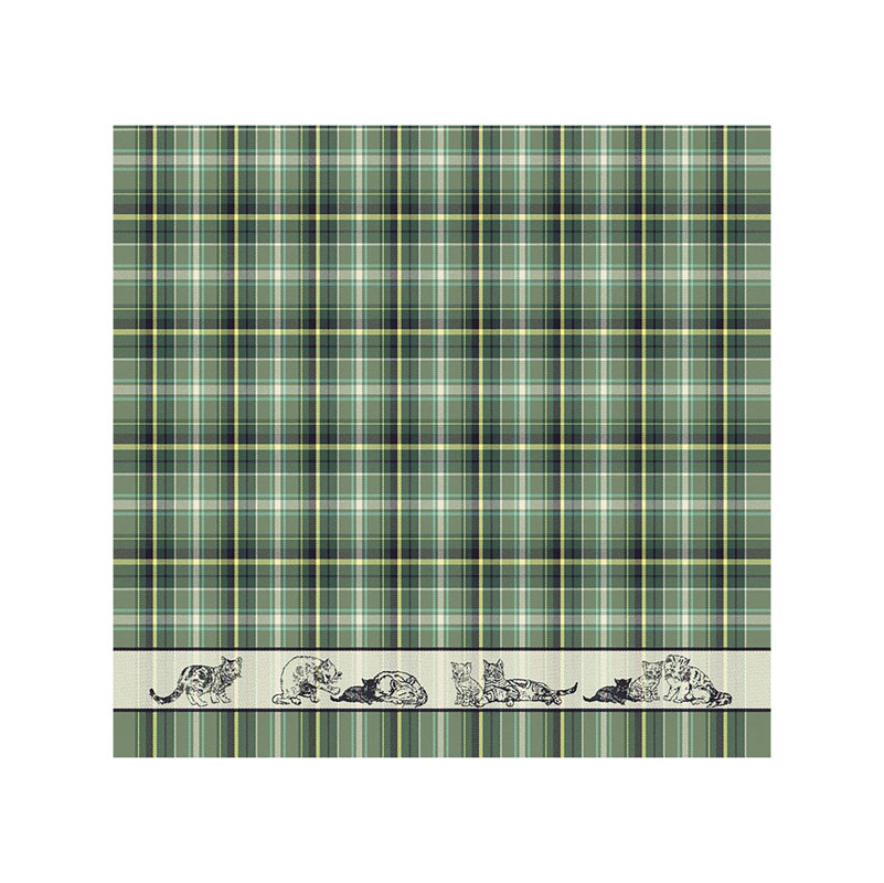 Theedoek Family cat | Green | 60 x 65 cm